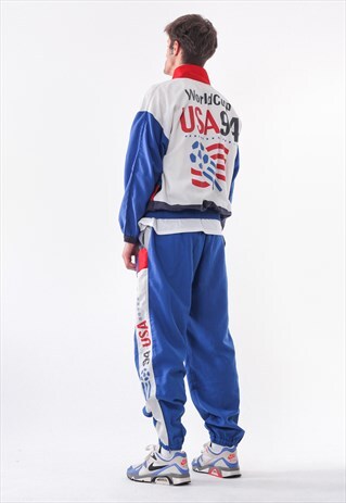VINTAGE USA 1994 UTOPIA WORLD CUP JACKET AND PANTS 90S BLUE