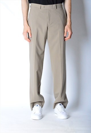 VINTAGE 90S BEIGE WOOL BLEND PANTS