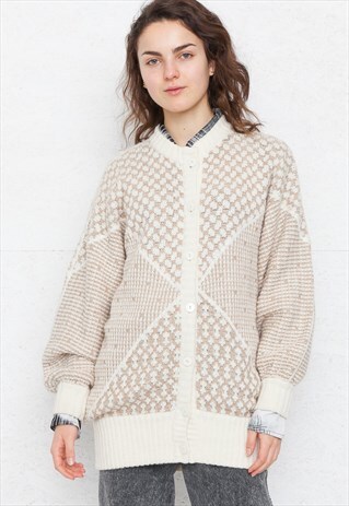 VINTAGE BROWN ESCADA KNIT CARDIGAN SWEATER