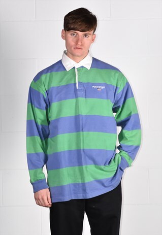 1990S RALPH LAUREN POLO SPORT RUGBY POLO TOP SWEATSHIRT