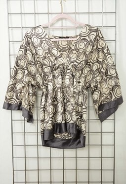Vintage Y2K Grey Abstract Draw string top Size M