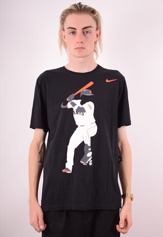 NIKE MENS VINTAGE GIANTS T-SHIRT TOP MEDIUM BLACK 90S