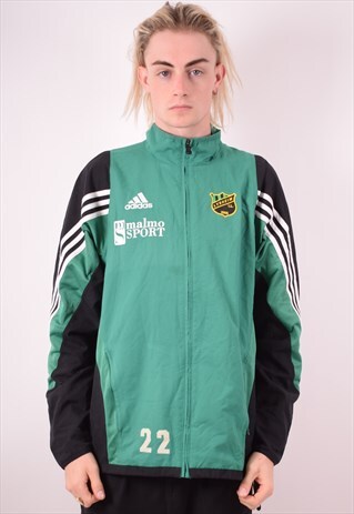 ADIDAS MENS VINTAGE TRACKSUIT TOP JACKET MEDIUM GREEN 90S