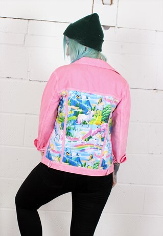 PINK UNICORN REWORKED DENIM JACKET