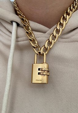 Reworked Prada Padlock Lock- Repurposed Necklace