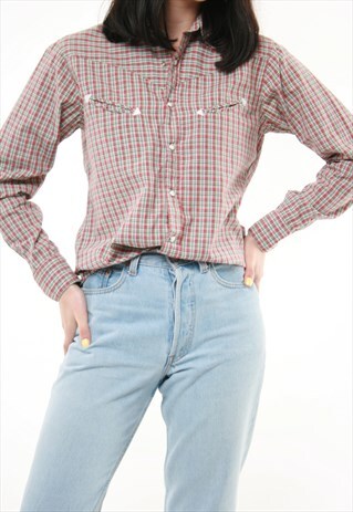 VINTAGE VTG RARE CHECKED WESTERN WEAR SHIRT 536