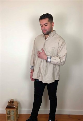 VINTAGE 90S BURBERRY LONG SLEEVE SHIRT BEIGE