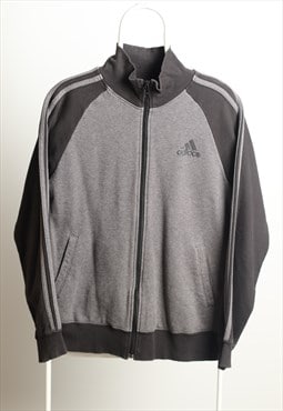 Vintage Adidas Zip up Logo Sweatshirt Grey Black