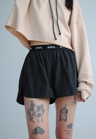 HIGH WAIST CITY BOXER SHORTS WITH IN BLACK