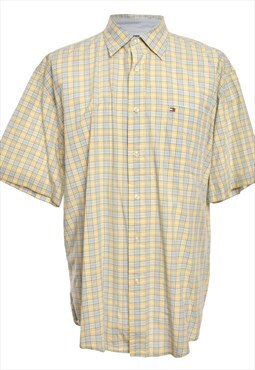 Tommy Hilfiger Pale Yellow & Light Blue Checked Shirt - M