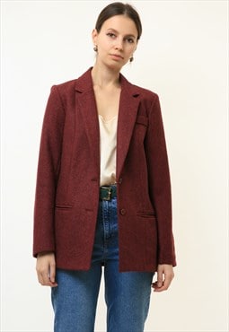 60s Wool Burgundy Blazer Vintage Tweed Blazer 4711