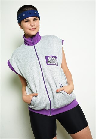 90'S RETRO SPORTS SLEEVELESS GILET SWEATSHIRT JUMPER