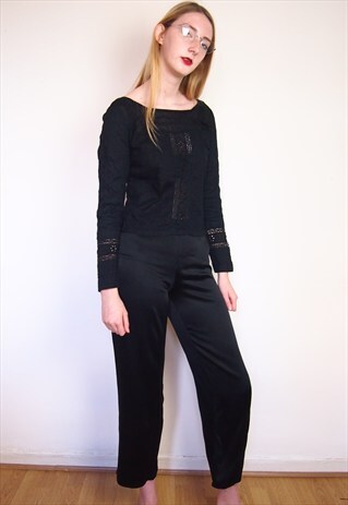 BLACK MINIMAL ANKLE TROUSERS
