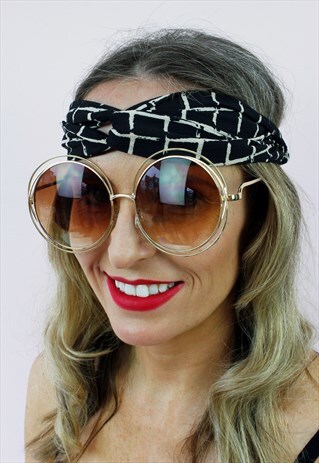 BLACK TURBAN TWIST KNOTTED BANDANA HEADBAND