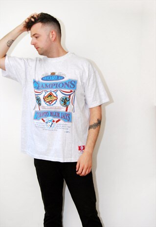 BLUE JAYS T-SHIRT (XL) VINTAGE 90S TORONTO WORLD SERIES 1992