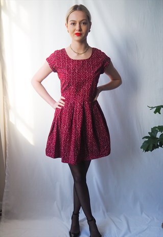 VINTAGE REVIVAL 1980'S RED SMOCK DRESS