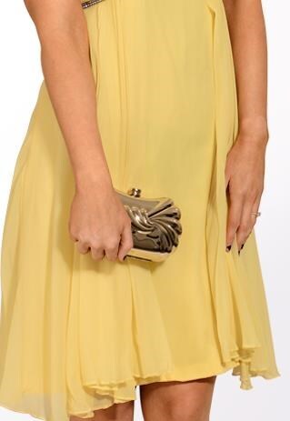 VINTAGE STYLE METAL BOX BOW1960S EVENING GOLD CLUTCH BAG