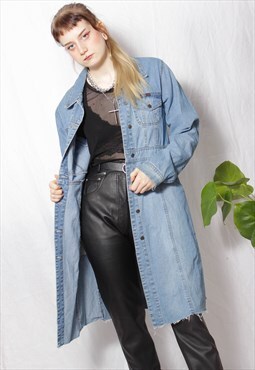 90s grunge y2k vintage reworked denim jacket trench coat
