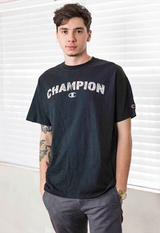 VINTAGE CHAMPION T-SHIRT LOGO 90S L 8.4