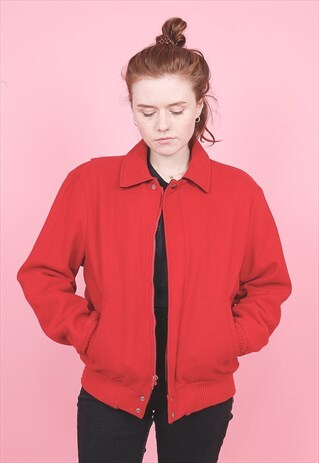 VINTAGE WOOLRICH RED WOOL JACKET /R5034