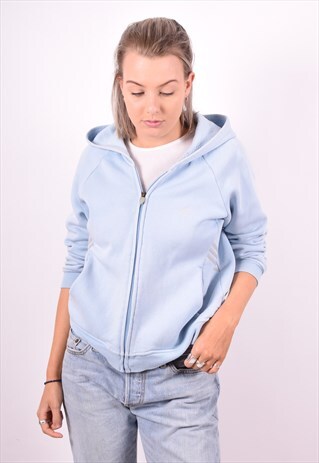 ADIDAS WOMENS VINTAGE HOODIE JACKET MEDIUM BLUE 90'S