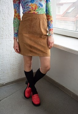 Vintage 80's Brown Suede Mini Skirt