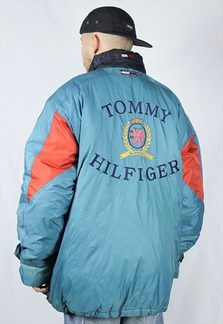 RARE VINTAGE MENS TOMMY COLOR WINTER BIG LOGO JACKET