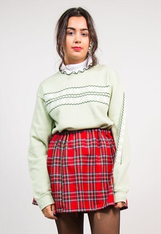 VINTAGE 90'S SNOWFLAKE FESTIVE FRILLY COLLAR SWEATSHIRT