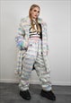 HOODED RAINBOW FUR COAT STRIPED FESTIVAL TRENCH PASTEL PINK