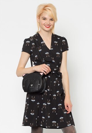 BLACK SASSY CAT PRINT DRESS