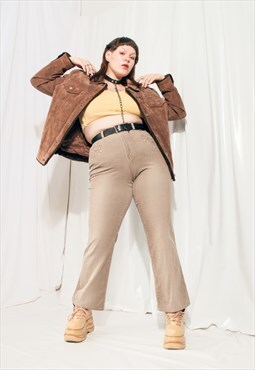 Vintage Pants Y2K Beige Cord Flare Trousers