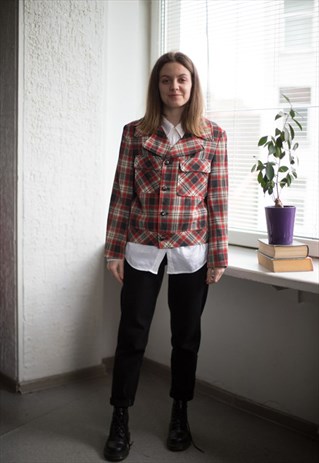 VINTAGE 70'S PLAID WOOL JACKET