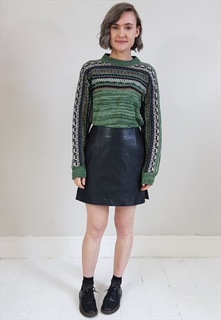 VINTAGE 90'S BLACK LEATHER MINI SKIRT