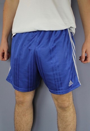 VINTAGE ADIDAS SHORTS IN BLUE WITH EMBROIDERED LOGO. MISSING