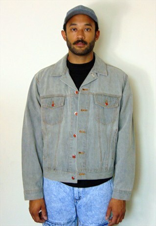 90S MINIMALIST SKATER GREY DENIM JACKET LARGE