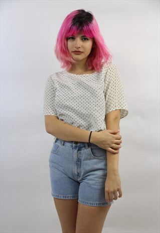 VINTAGE CUTE CREAM POLKA DOT TOP