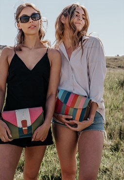 Sustainable Leather Rainbow Bag Cross Body Multicolour