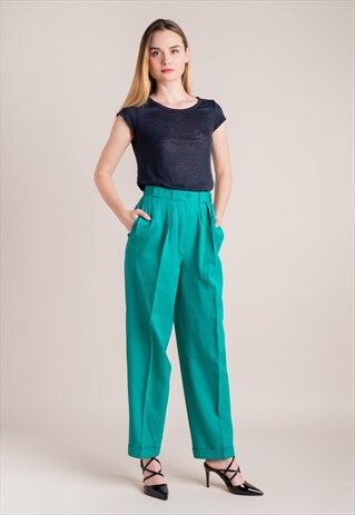 80S GREEN WOOL TROUSERS