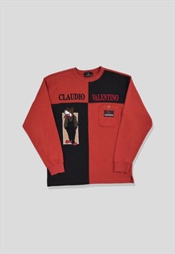 Vintage 90s Valentino Embroidered Sweatshirt in Red & Black