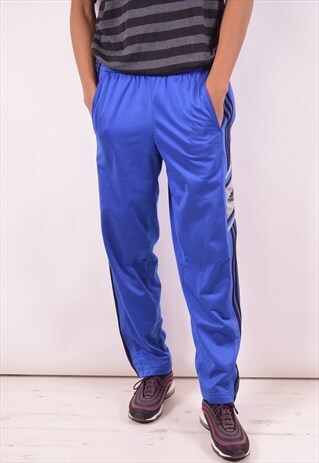 ADIDAS MENS VINTAGE TRACKSUIT TROUSERS W32 L32 BLUE 90S