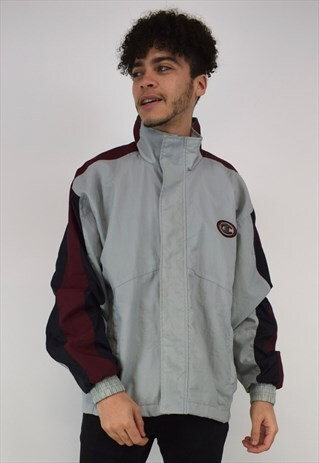 VINTAGE 90'S CHAMPION GREY, PURPLE AND BLACK JACKET
