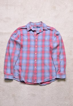 Vintage Polo Ralph Lauren Red Blue Check Flannel Shirt