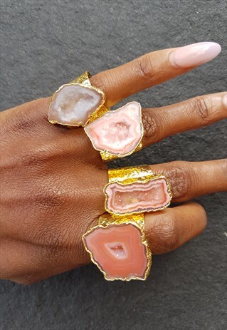 CHUNKY CARAMEL GEMSTONE GOLD STATEMENT RING - PERSONALISED