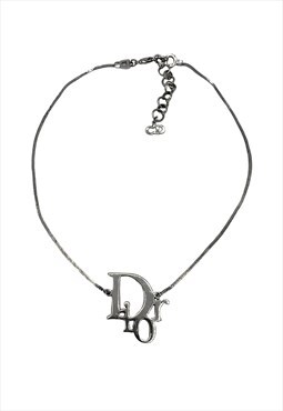 Christian Dior Necklace Silver Logo Oblique Vintage Y2K