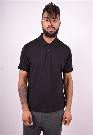 CHAMPION MENS VINTAGE POLO SHIRT MEDIUM BLACK 90'S