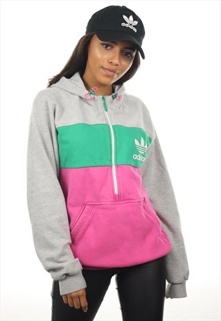 VINTAGE ADIDAS ORIGINALS 1/2 ZIP HOODIE SWEATSHIRT