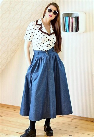VINTAGE LONG DENIM SKIRT