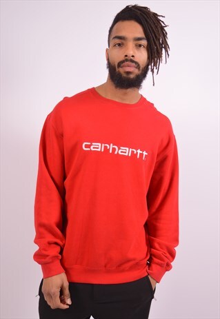 CARHARTT MENS VINTAGE SWEATSHIRT JUMPER LARGE RED 90S
