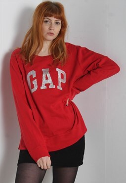 Vintage Gap Y2K Womens Spellout Sweatshirt -  Red 