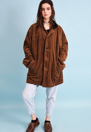 90'S RETRO OVERSIZED DADS CORDUROY PARKA JACKET